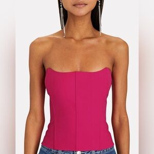 THE SEI Curved Twill Bustier Top Pink NWT